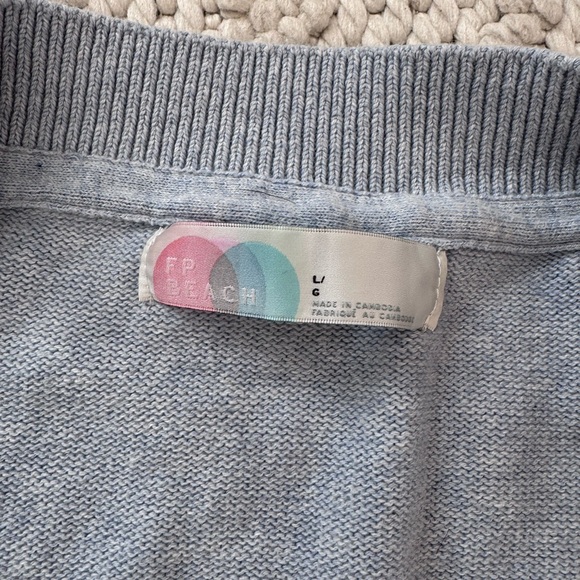 Free People Beach Light Blue Knit Cardigan and Pants Set Large - Picture 3 of 9